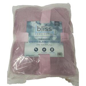 Bliss Bedding Oversized Sherpa Blanket Hoodie Pink One Size Microfiber Soft